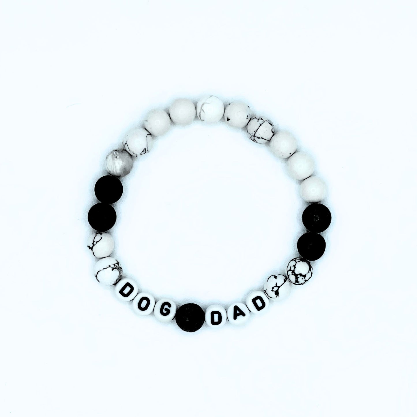 Dog Dad Mala Bracelet - Snowflake Obsidian & White Howlite