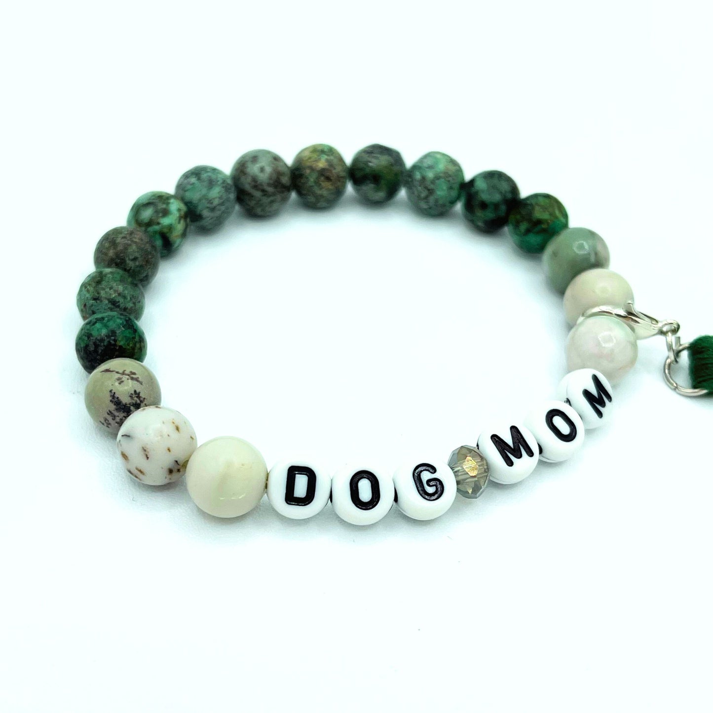 dog mom bracelet made of African Turquoise and crstal