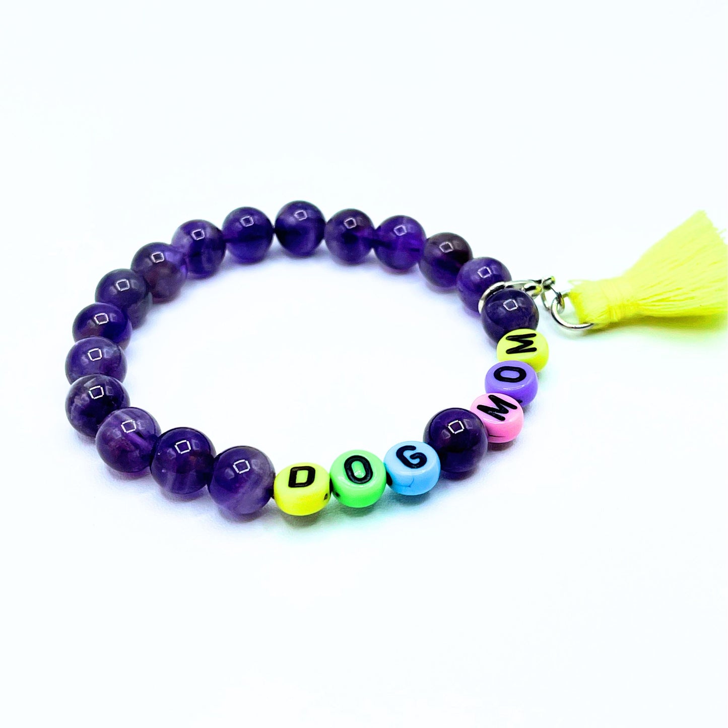 Dog Mom Mala Bracelet - Amethyst Beaded Bracelet