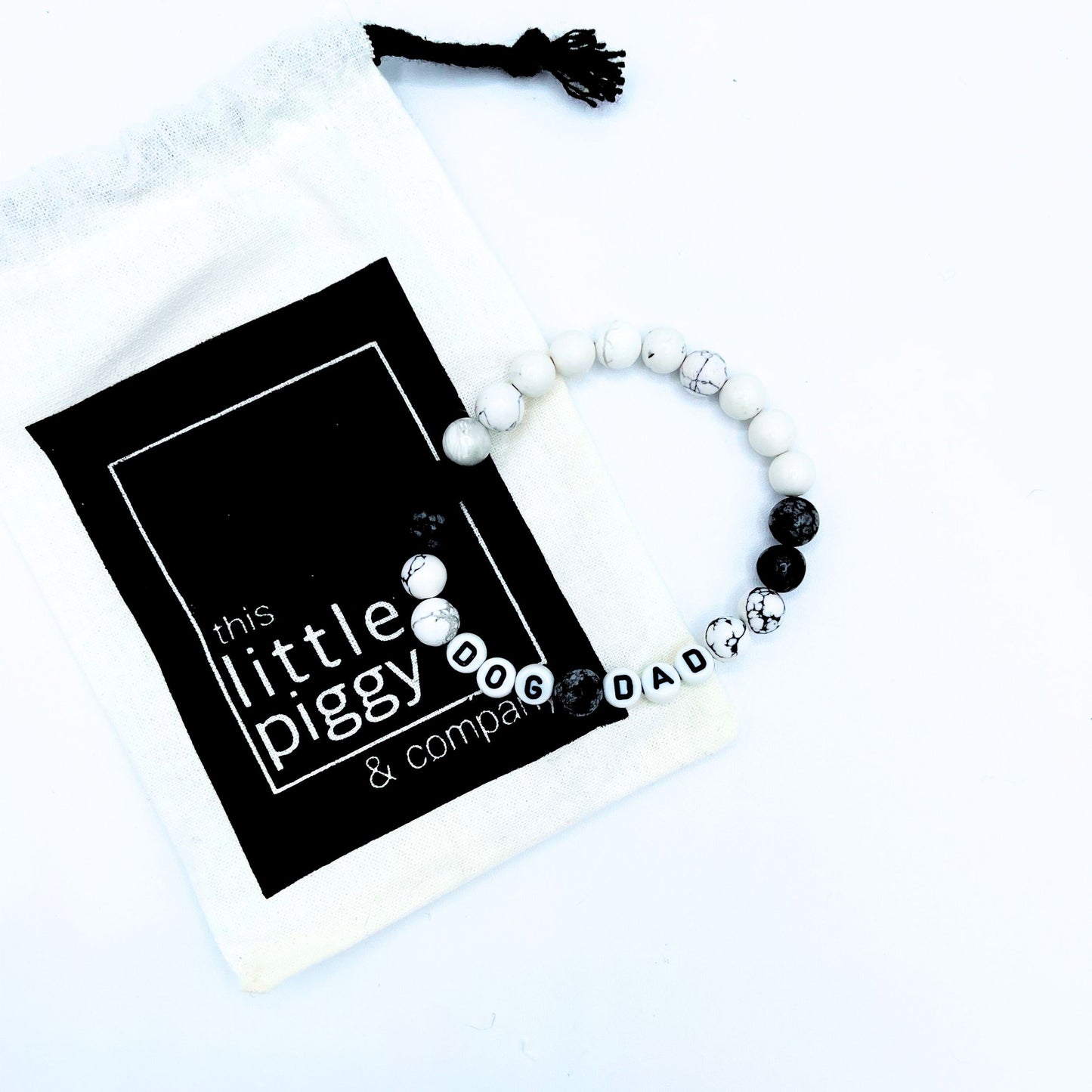 Dog Dad Mala Bracelet - Snowflake Obsidian & White Howlite