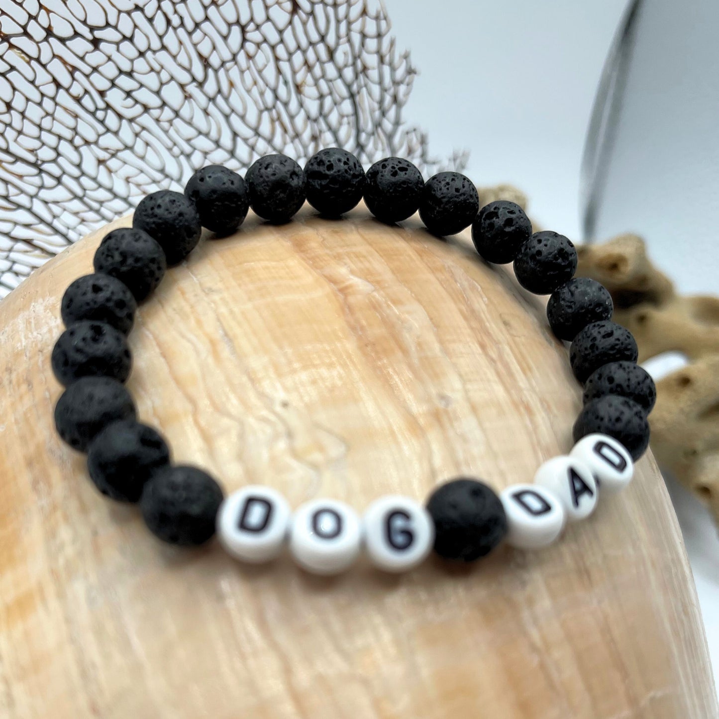 Dog Dad Mala Bracelet - Lava Rock