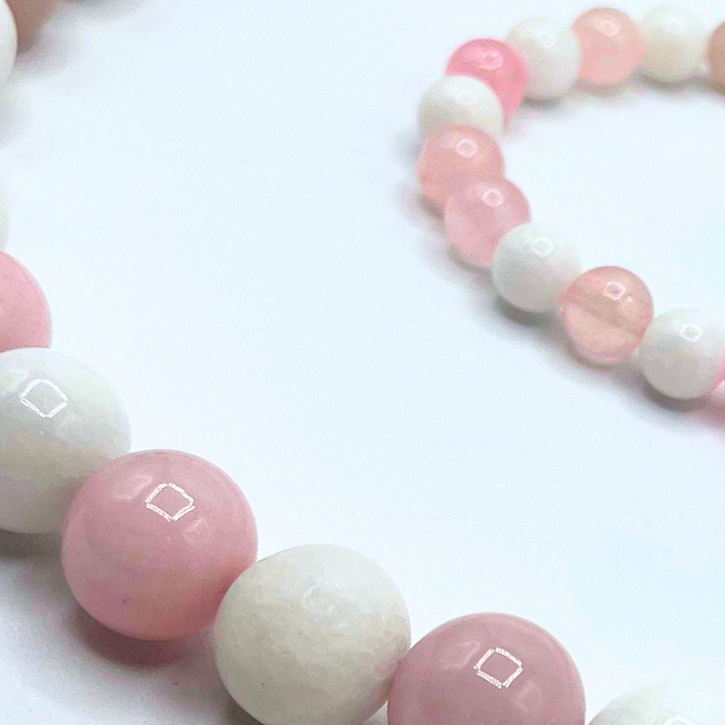 Dog Mala - Custom Beaded Rose Quartz and White Jade Dog Collar