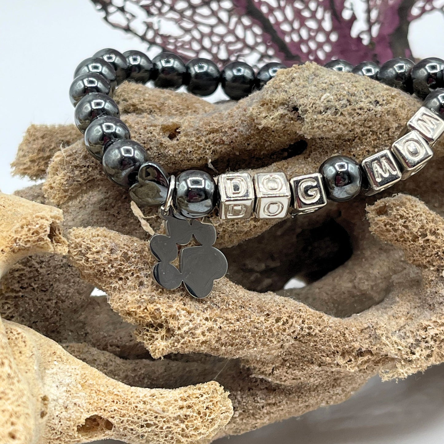 Dog Mom Mala Bracelet - Hematite Beaded Bracelet