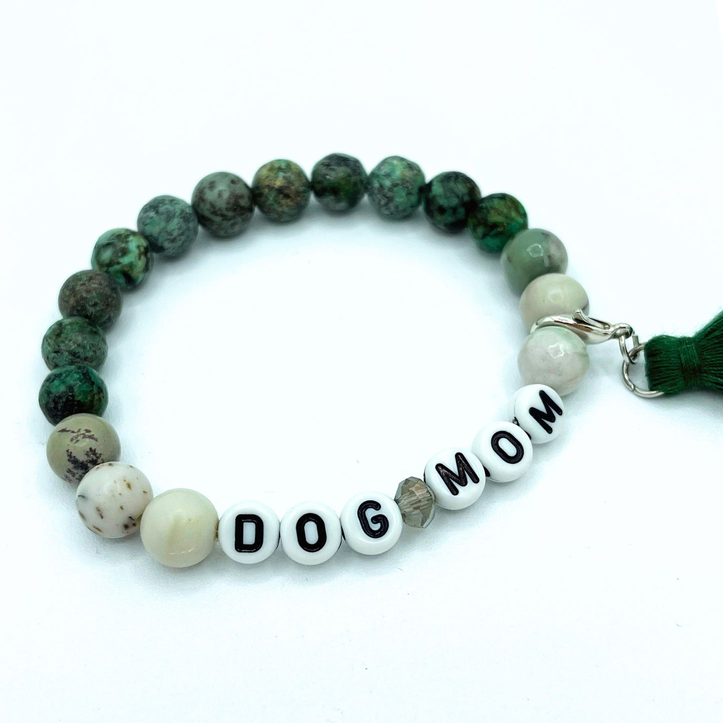 Dog Mom Mala Bracelet - African Turquoise Beaded Bracelet