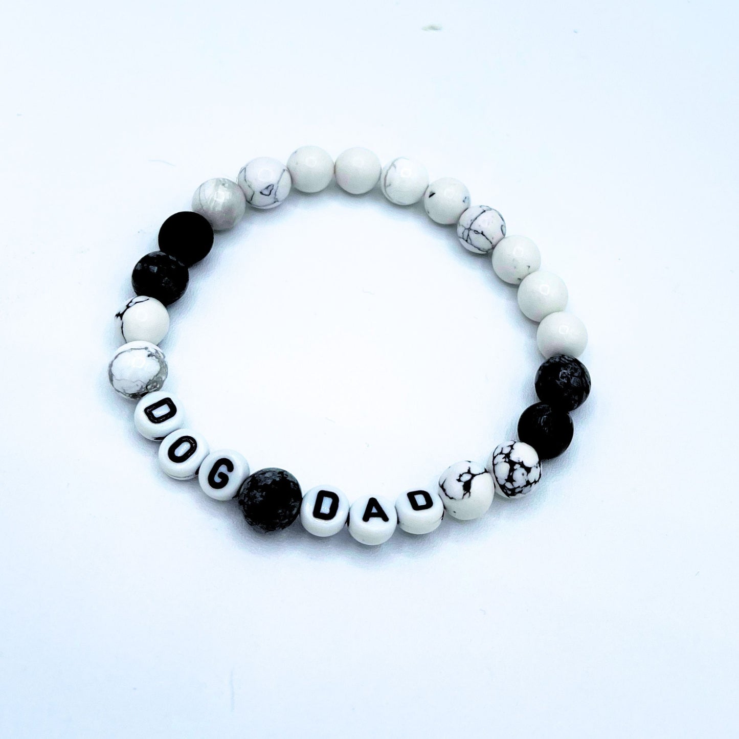 Dog Dad Mala Bracelet - Snowflake Obsidian & White Howlite