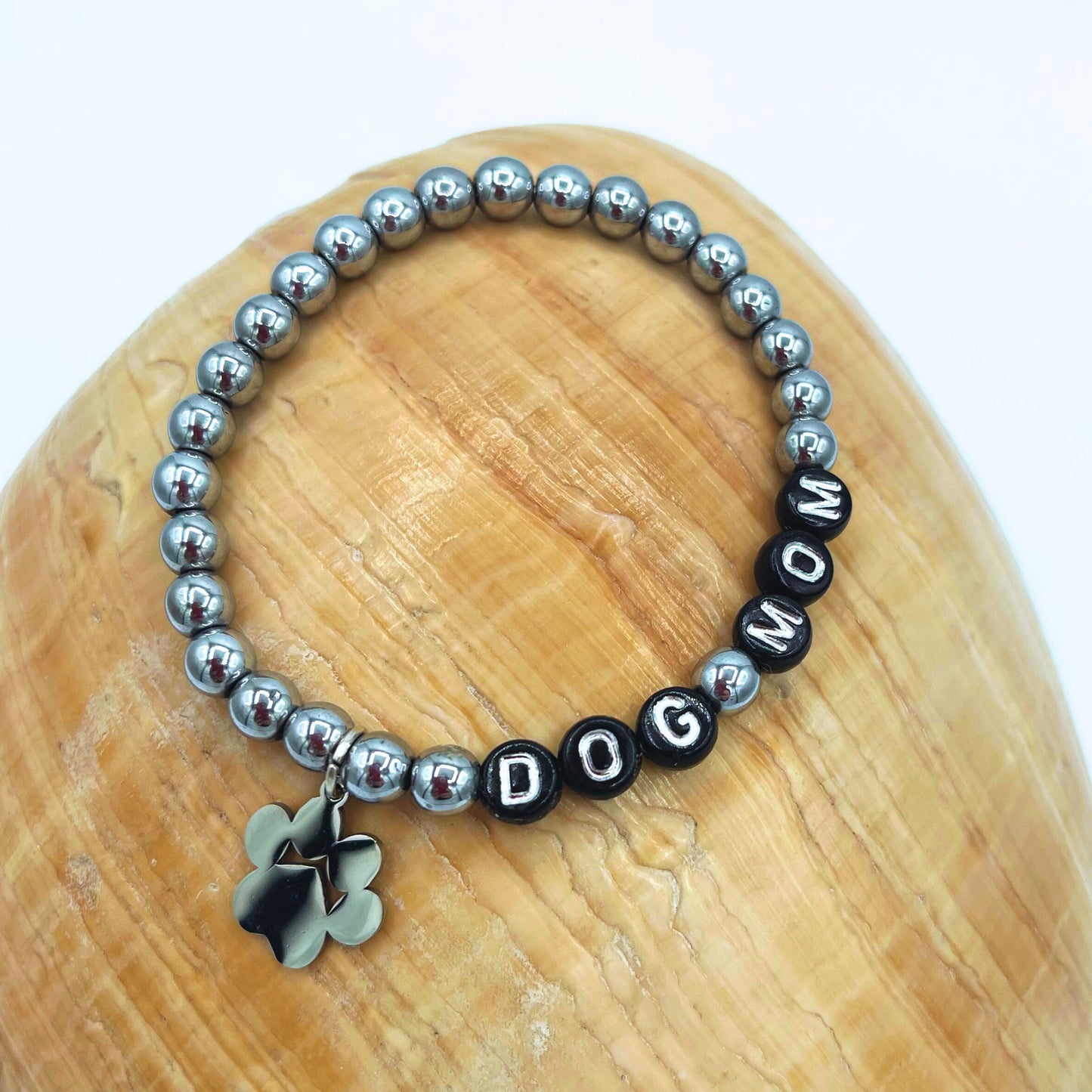 Dog Mom Mala Bracelet - Hematite Beaded Bracelet