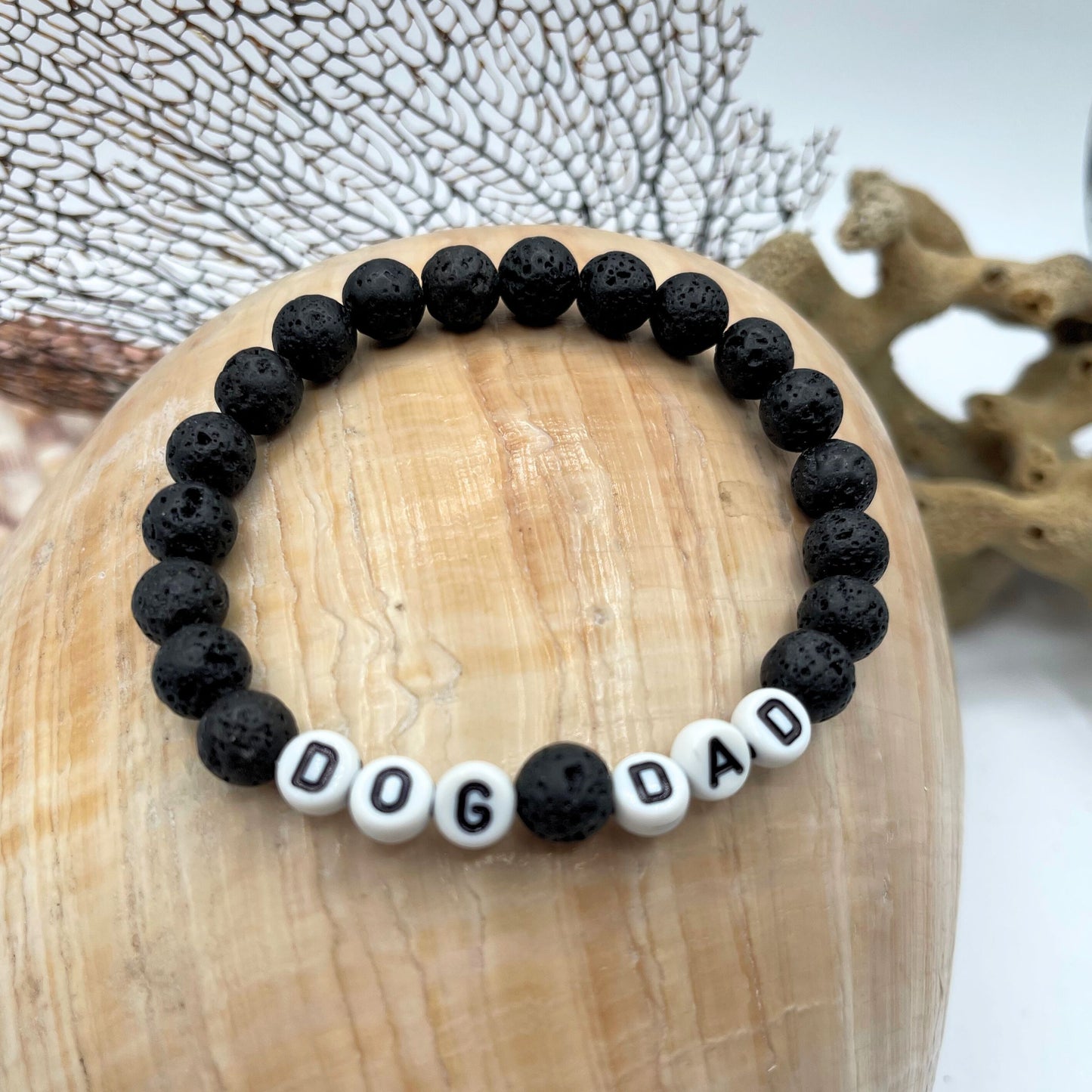 Dog Dad Mala Bracelet - Lava Rock