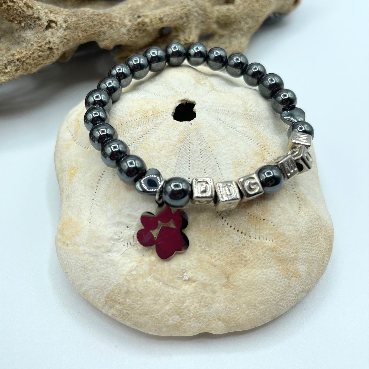 Dog Mom Mala Bracelet - Hematite Beaded Bracelet