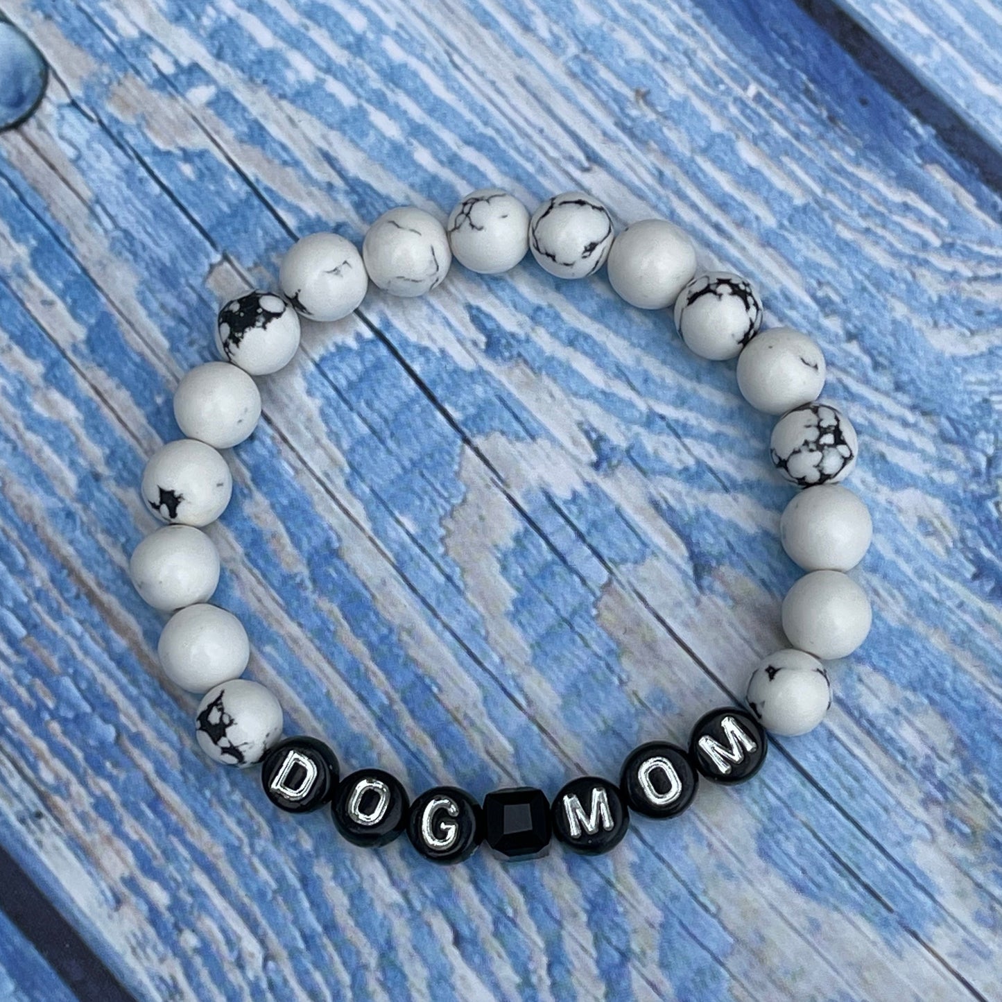 Dog Mom Bracelet Stack | Dog Love Bracelet Set | Howlite Pet Jewelry | Natural Stone New Dog Bracelet | Pet Loss Gift | Custom Dog Mom Gift | Cat Gift