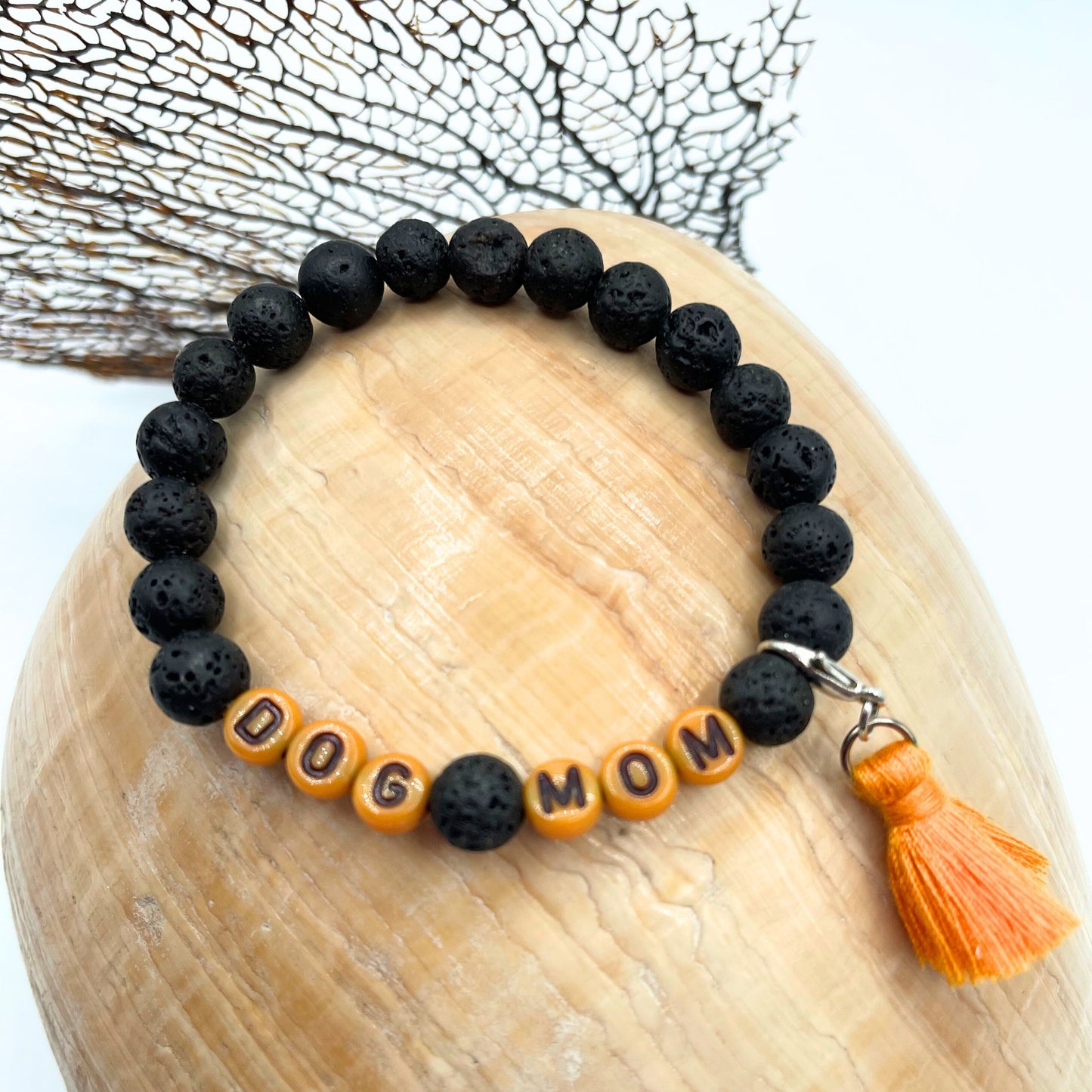 Dog Mom Mala Bracelet - Lava Rock Beaded Bracelet