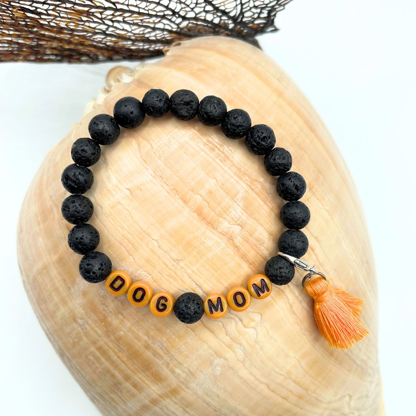 dog mom beaded bracelet made of lava rock