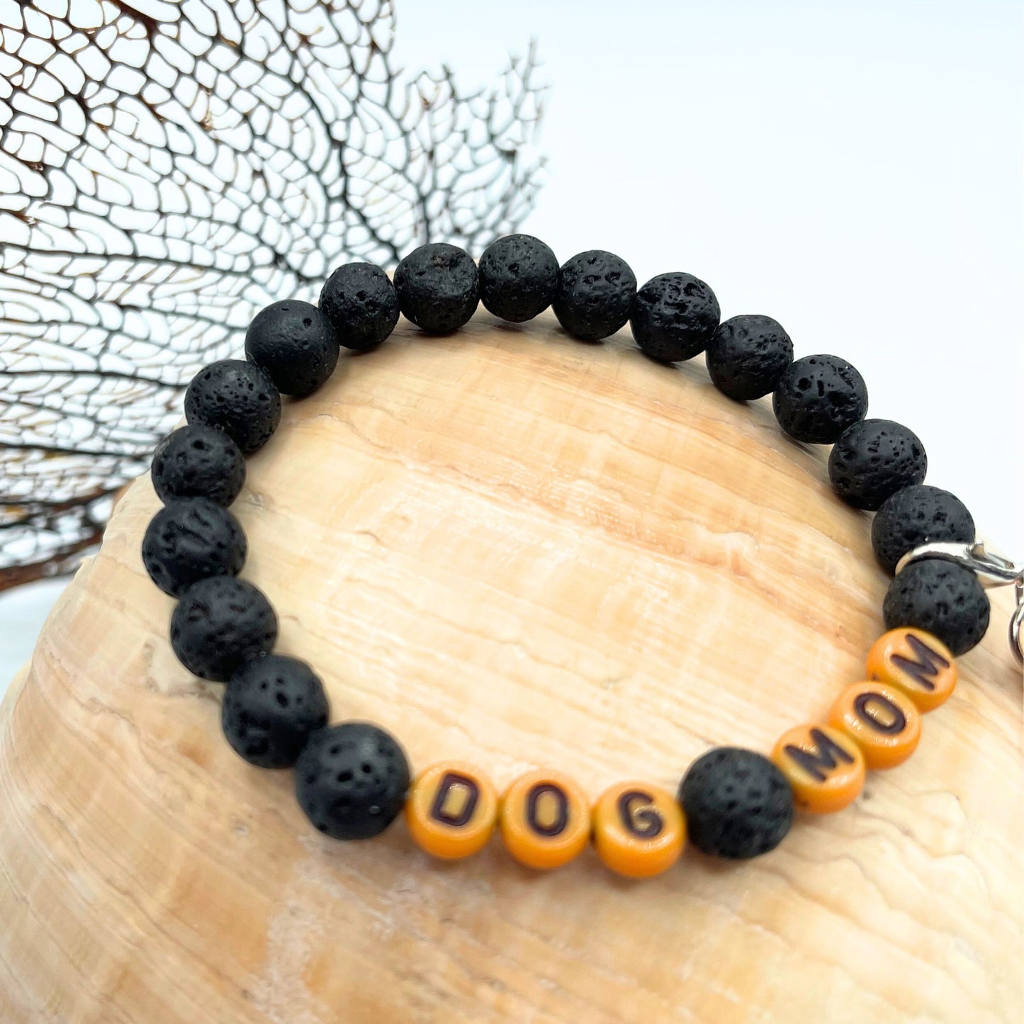 Dog Mom Mala Bracelet - Lava Rock Beaded Bracelet