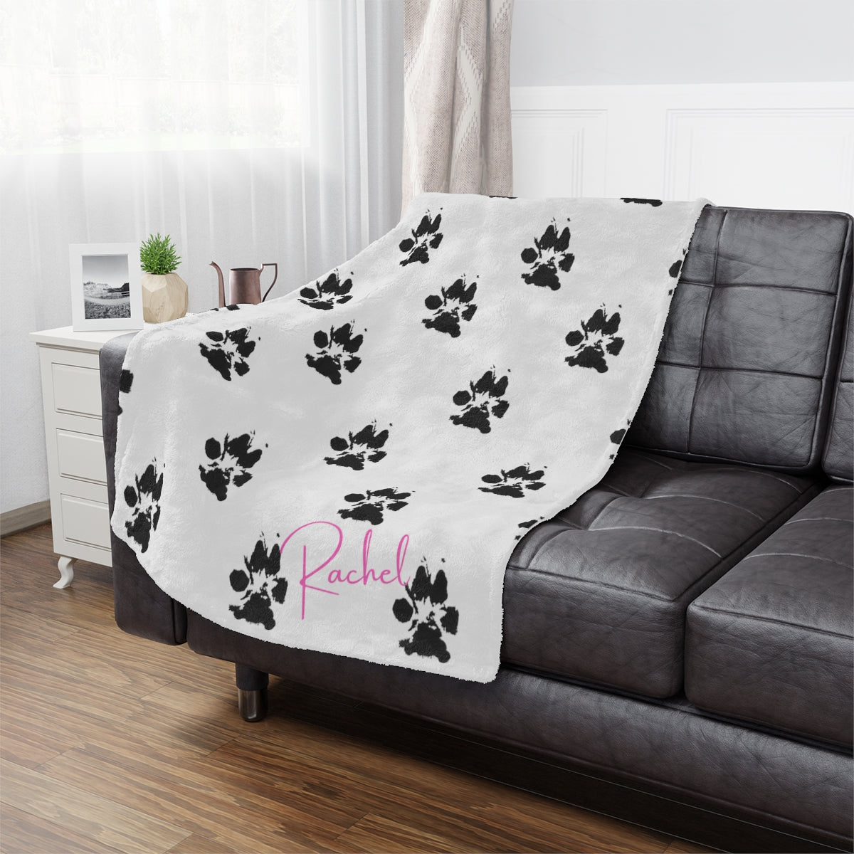 Custom Dog Paw Blanket Using Pet Paw Print + Name - Customizable