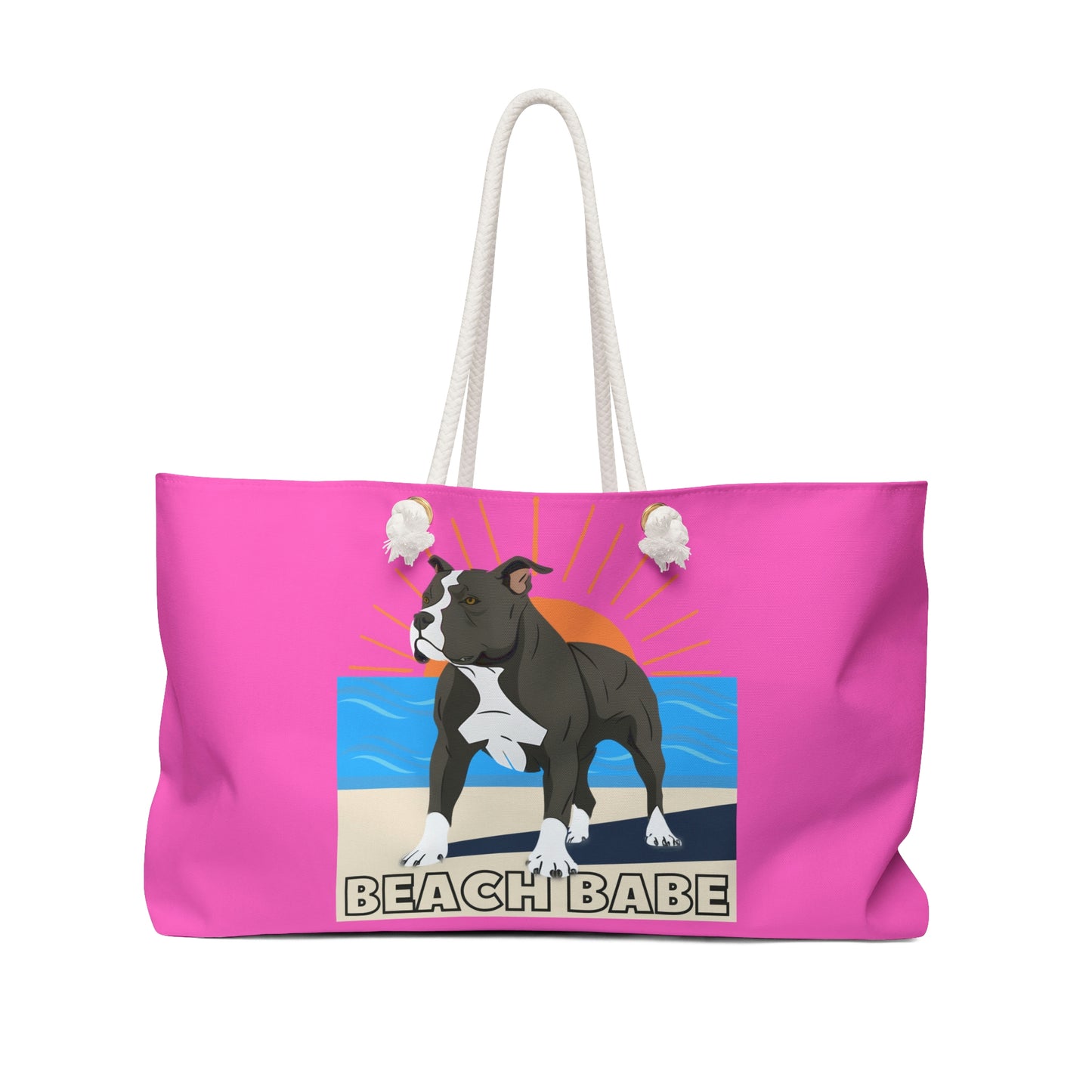 Pitbull Weekender Bag | Hot Pink Pitbull Beach Bag | Pitbull Tote Bag | Dog Vacation Bag | Gift For Pitbull Mom | Pittie Mom Gift | Dog Mom