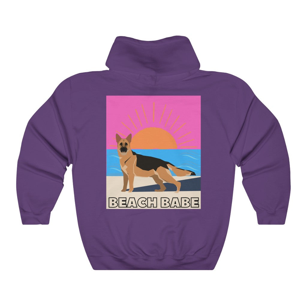 Our BEACH BABE graphic Hoodie Sweatshirt features a German Shepherd on a beach with hot pink graphic details. The perfect gift for mom, gift for sister, mother’s day, birthday or a gift for yourself xo. This is also available as well in T-Shirt and Crew Sweatshirt Styles.