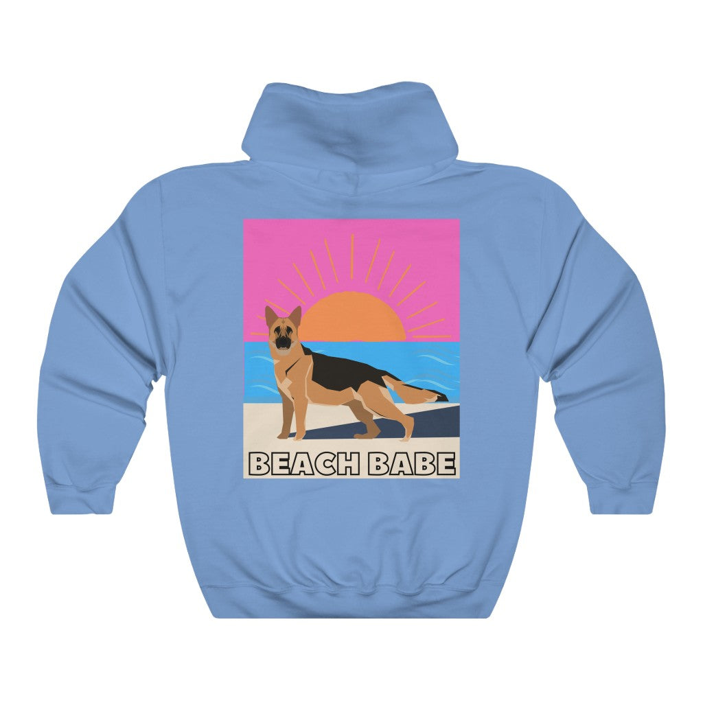 Our BEACH BABE graphic Hoodie Sweatshirt features a German Shepherd on a beach with hot pink graphic details. The perfect gift for mom, gift for sister, mother’s day, birthday or a gift for yourself xo. This is also available as well in T-Shirt and Crew Sweatshirt Styles.