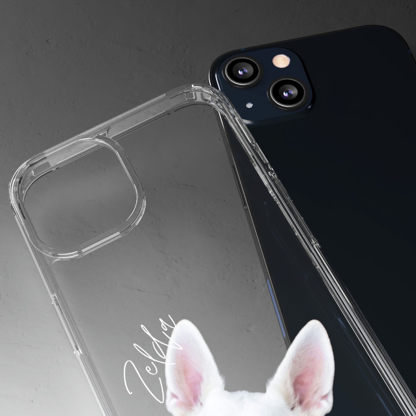 Clear Custom Pet Phone Case Using Pet Photo + Name