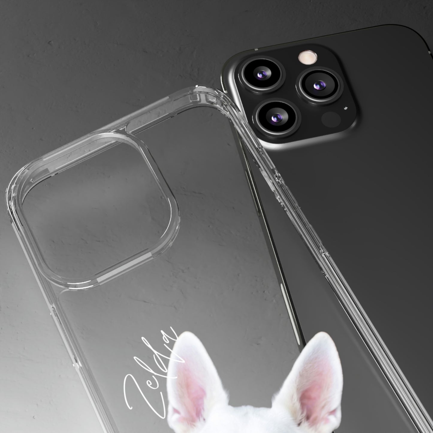 Clear Custom Pet Phone Case Using Pet Photo + Name