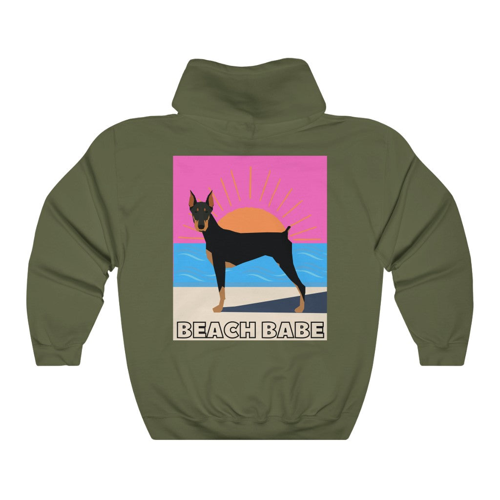 Beach Babe Doberman Pinscher Hoodie Sweatshirt | Doberman Gift | Mom Shirt | Dad Shirt | Cool Mom Gift | Doberman Lover | Gift for Wife