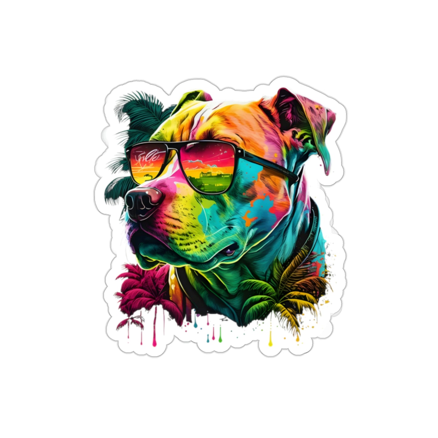 Tropical Pitbull Die-Cut Stickers