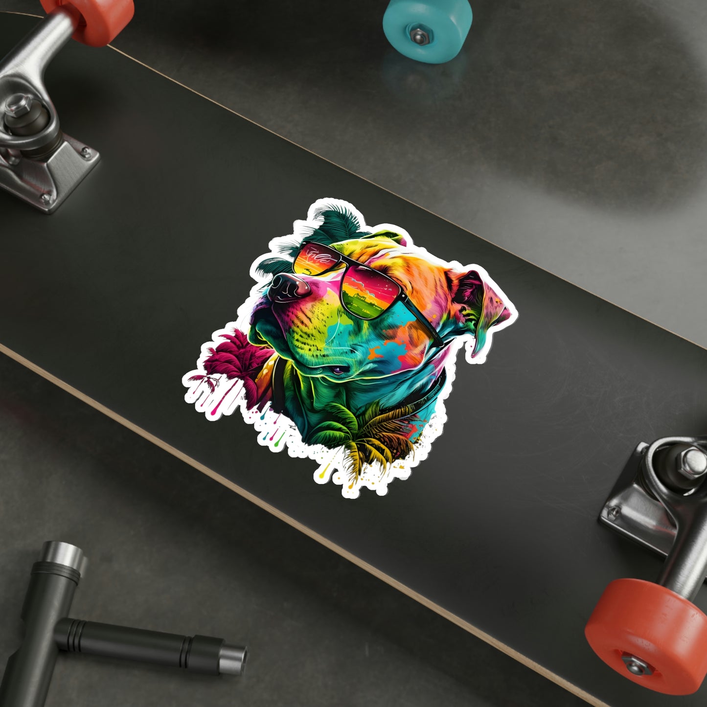 Tropical Pitbull Die-Cut Stickers