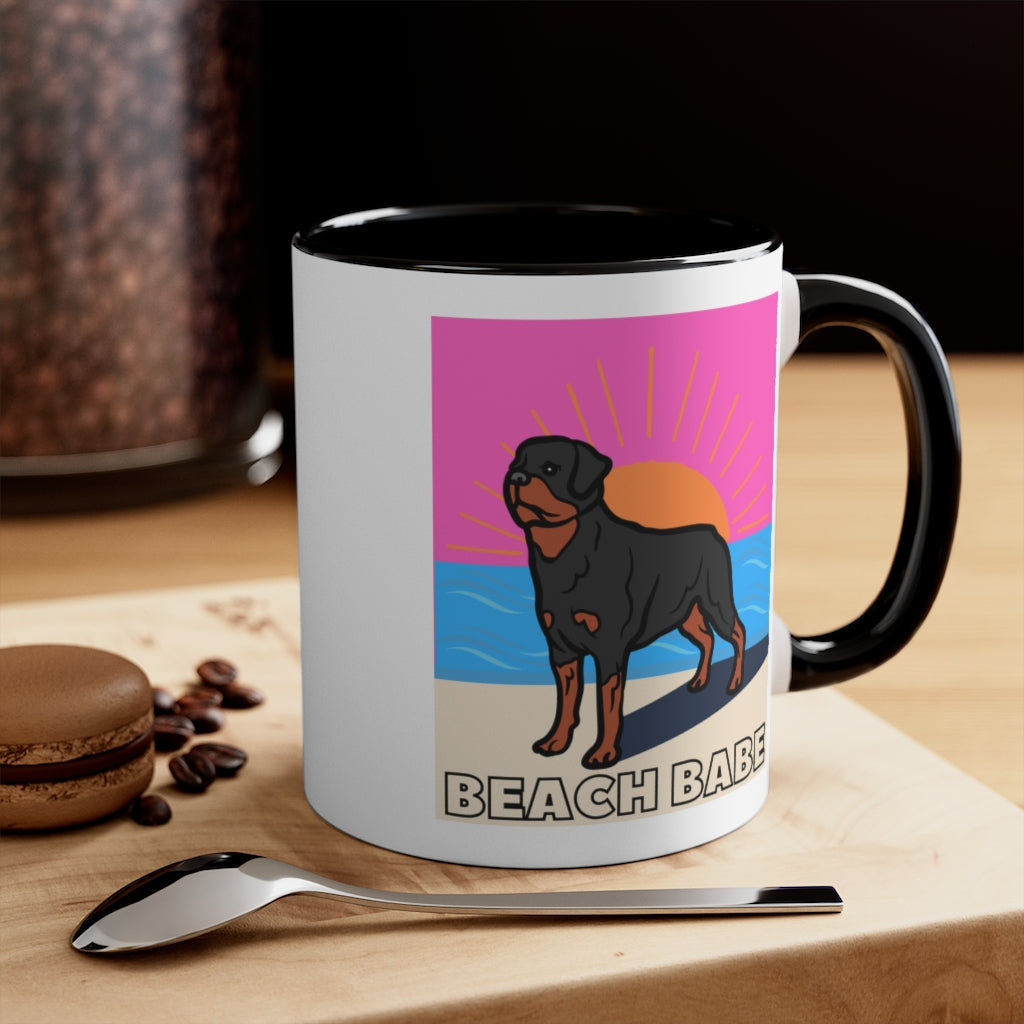 Beach Babe Rottweiler Mug | Rottie Cup | Dog Mug | Gift For Dog Mom | Gift For Dog Dad | New Dog Parent | Guard Dog | Rottweiler Lover