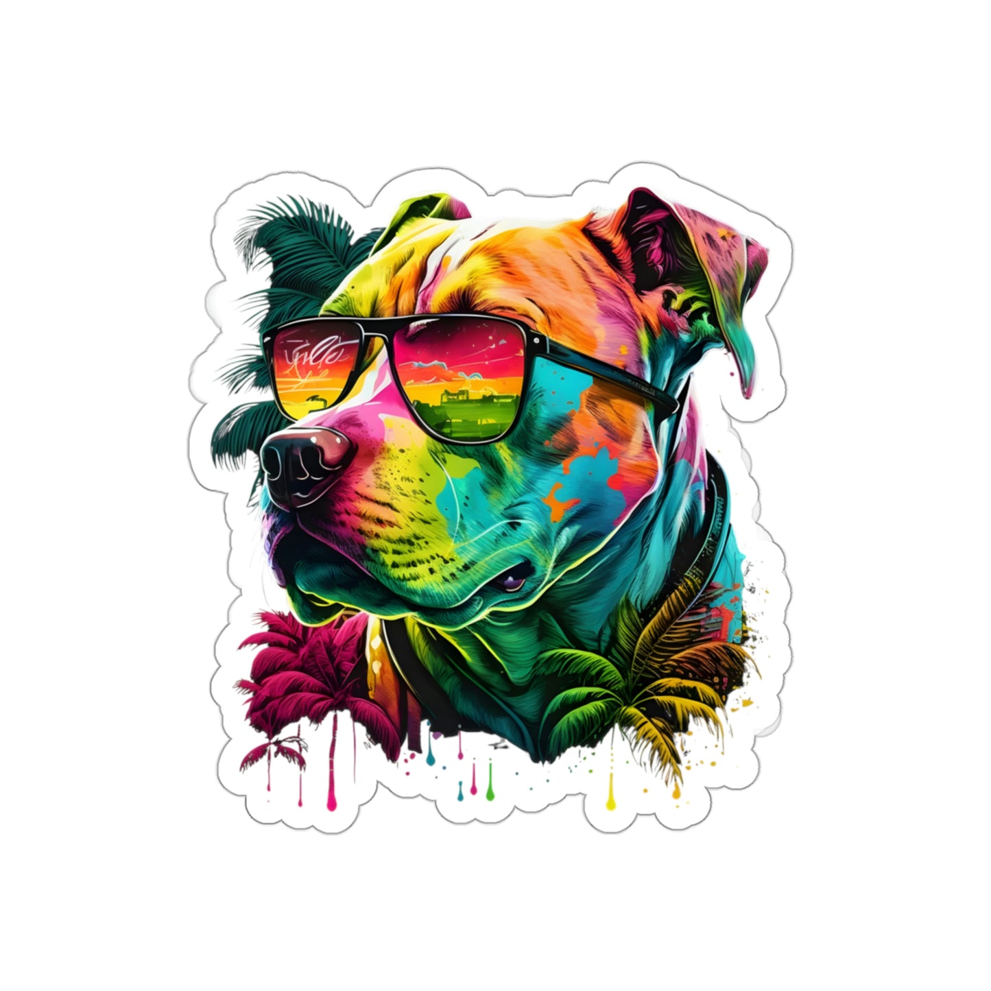 Tropical Pitbull Die-Cut Stickers