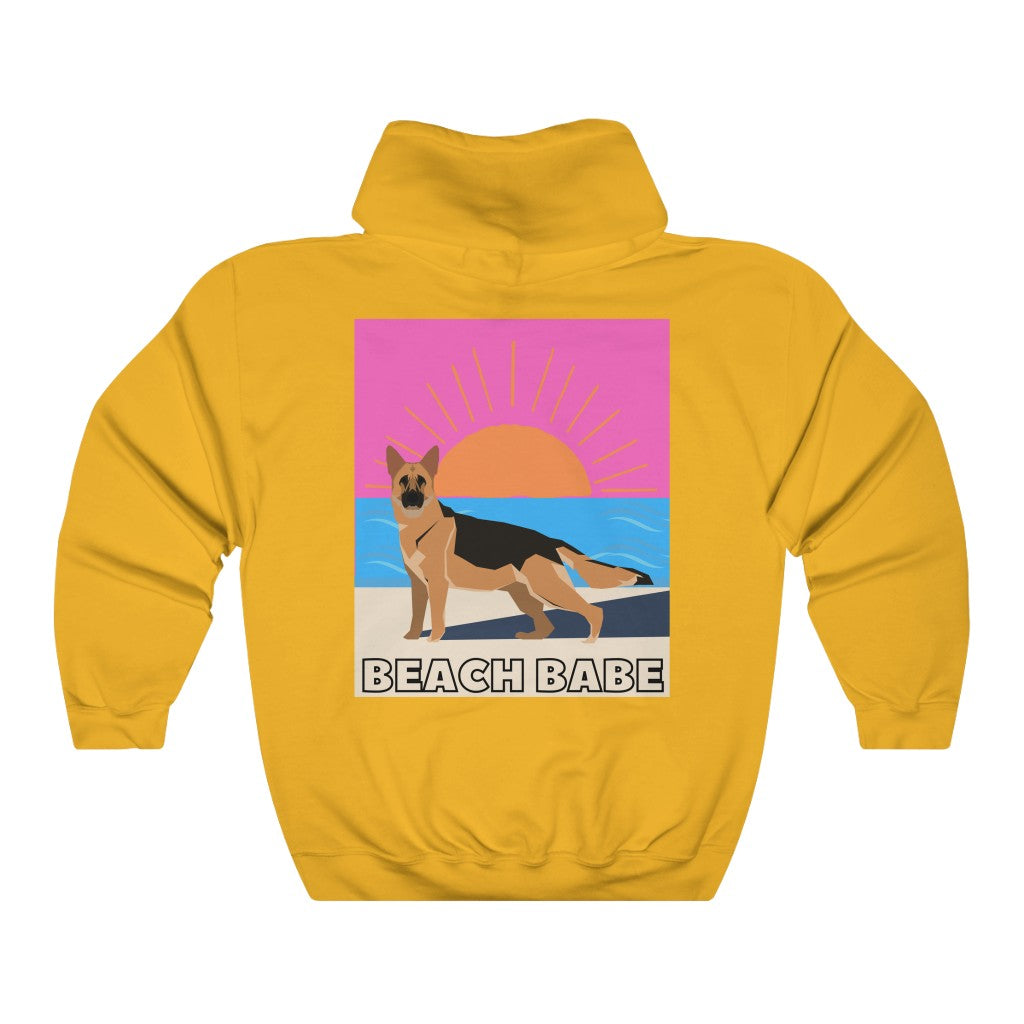 Our BEACH BABE graphic Hoodie Sweatshirt features a German Shepherd on a beach with hot pink graphic details. The perfect gift for mom, gift for sister, mother’s day, birthday or a gift for yourself xo. This is also available as well in T-Shirt and Crew Sweatshirt Styles.