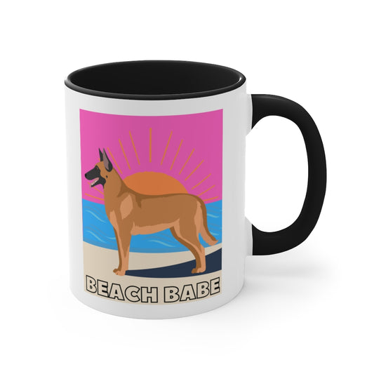 Beach Babe Malinois Mug | Malinois Cup|  Dog Mug | Gift For Dog Mom | Gift For Dog Dad | New Dog Parent | Guard Dog | Viral Dog | Maligator