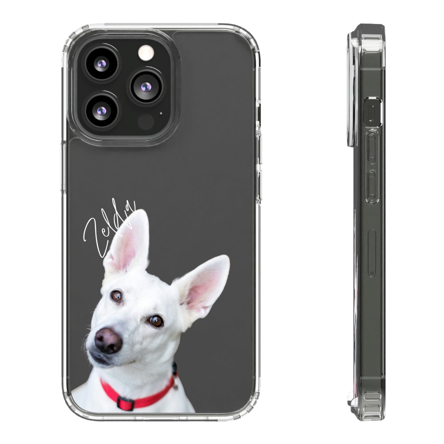 Clear Custom Pet Phone Case Using Pet Photo + Name