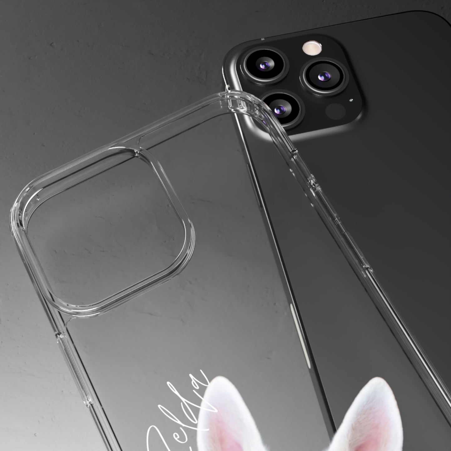 Clear Custom Pet Phone Case Using Pet Photo + Name