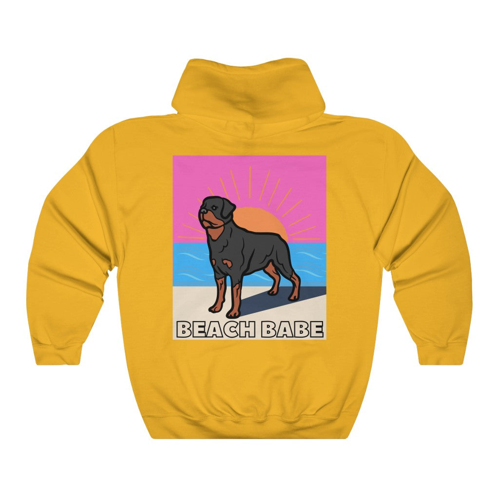 Beach Babe Hoodie Sweatshirt | Rottweiler Gift | Mom Shirt | Dad Shirt | Cool Mom sweater | Rottie Lover | Gift for Wife | Rottie Hoodie