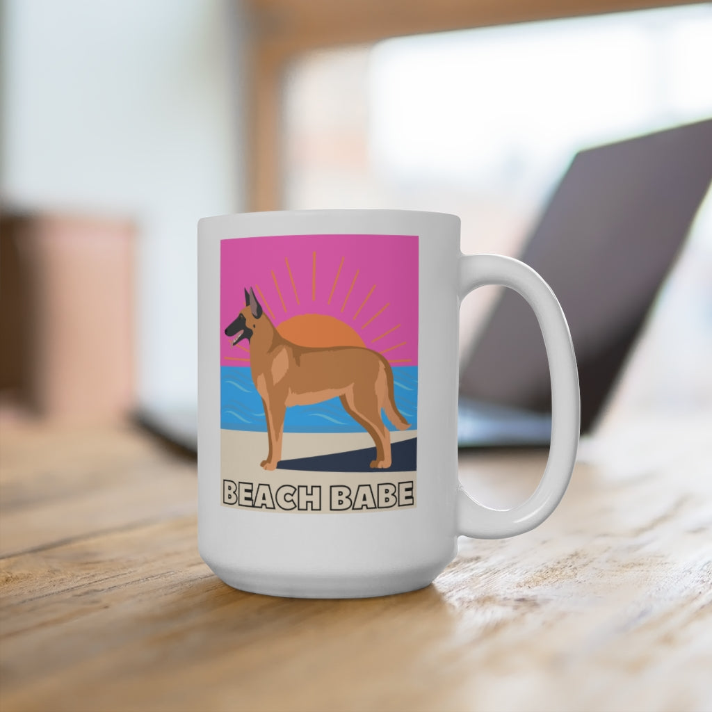 Beach Babe Malinois Mug | Maligator | Dog Mug | Gift For Dog Mom | Gift For Dog Dad | New Dog Parent | Guard Dog