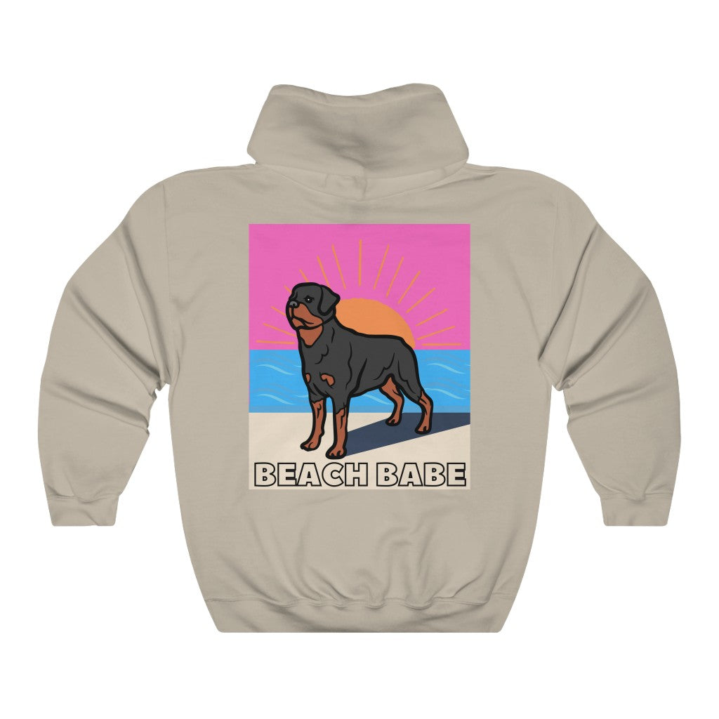 Beach Babe Hoodie Sweatshirt | Rottweiler Gift | Mom Shirt | Dad Shirt | Cool Mom sweater | Rottie Lover | Gift for Wife | Rottie Hoodie