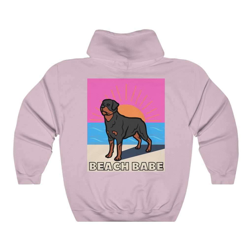 Beach Babe Hoodie Sweatshirt | Rottweiler Gift | Mom Shirt | Dad Shirt | Cool Mom sweater | Rottie Lover | Gift for Wife | Rottie Hoodie