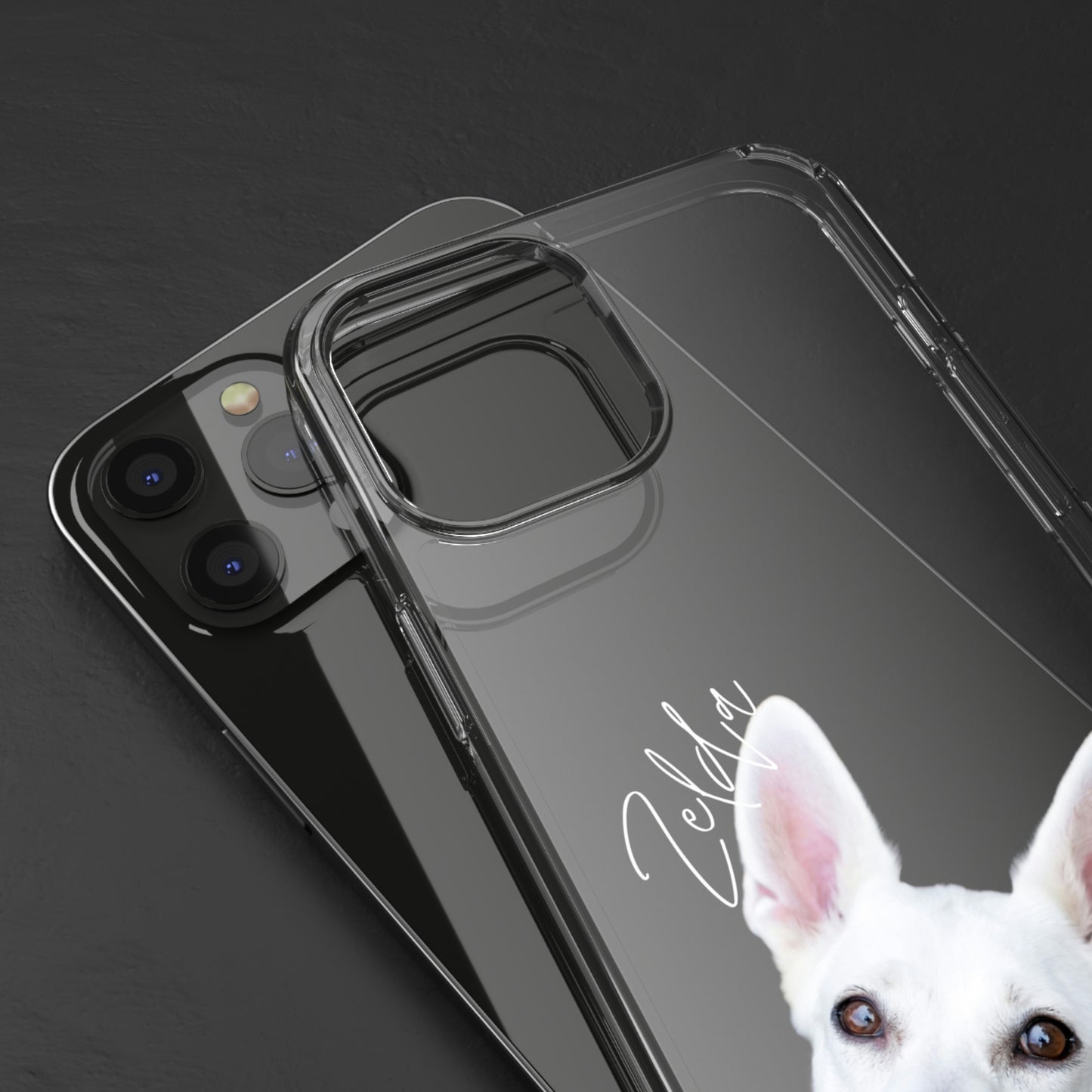 Clear Custom Pet Phone Case Using Pet Photo + Name