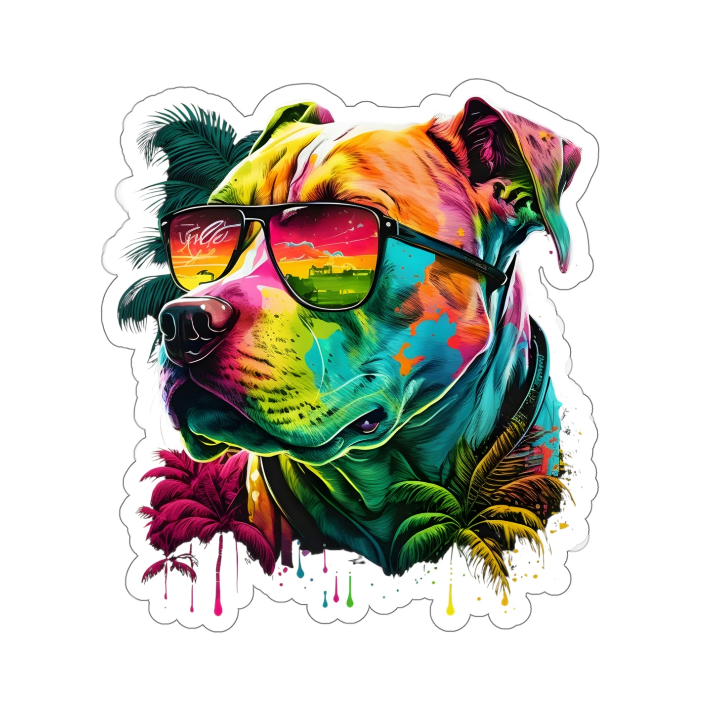 Tropical Pitbull Kiss-Cut Stickers