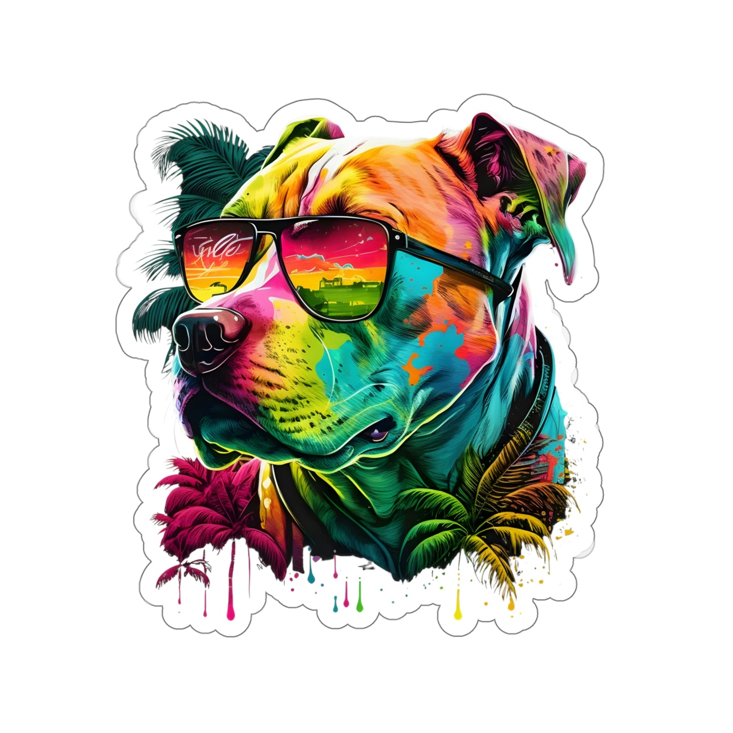 Tropical Pitbull Die-Cut Stickers