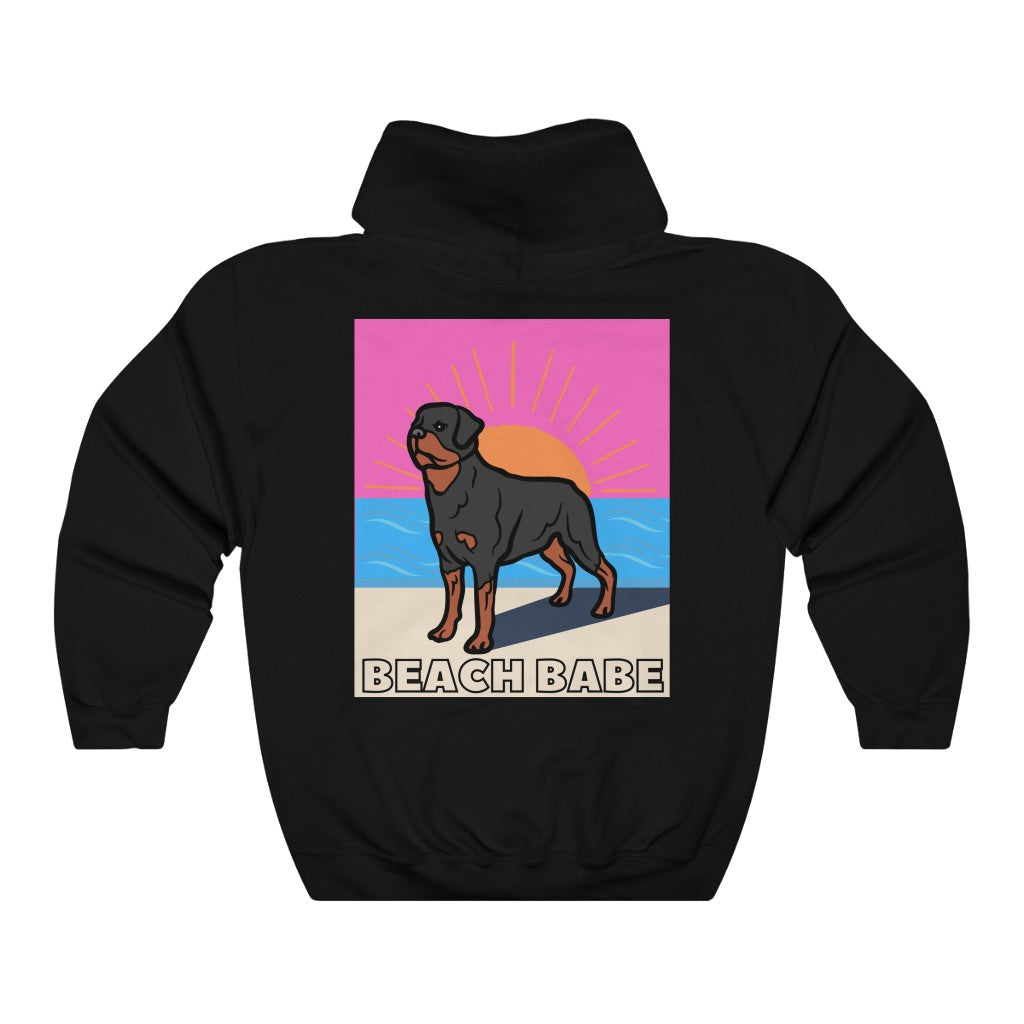 Beach Babe Hoodie Sweatshirt | Rottweiler Gift | Mom Shirt | Dad Shirt | Cool Mom sweater | Rottie Lover | Gift for Wife | Rottie Hoodie