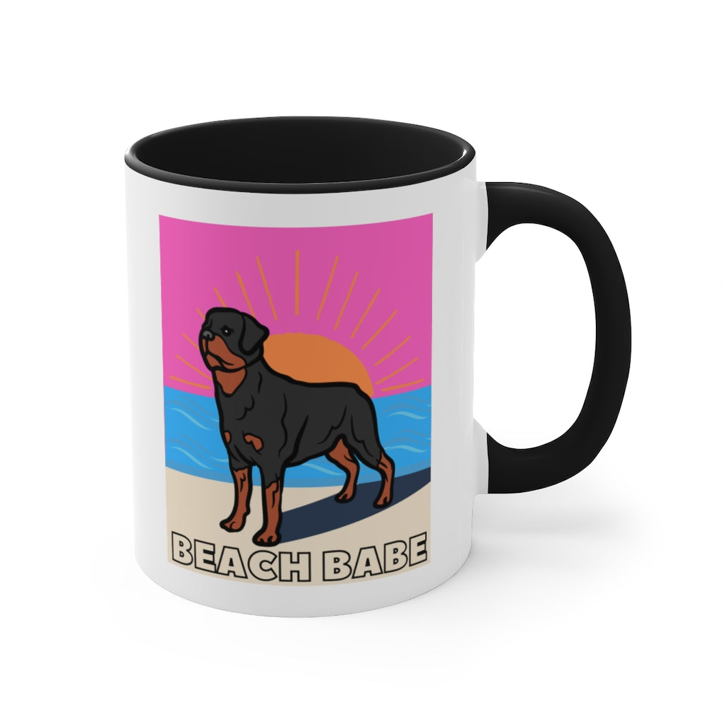 Beach Babe Rottweiler Mug | Rottie Cup | Dog Mug | Gift For Dog Mom | Gift For Dog Dad | New Dog Parent | Guard Dog | Rottweiler Lover