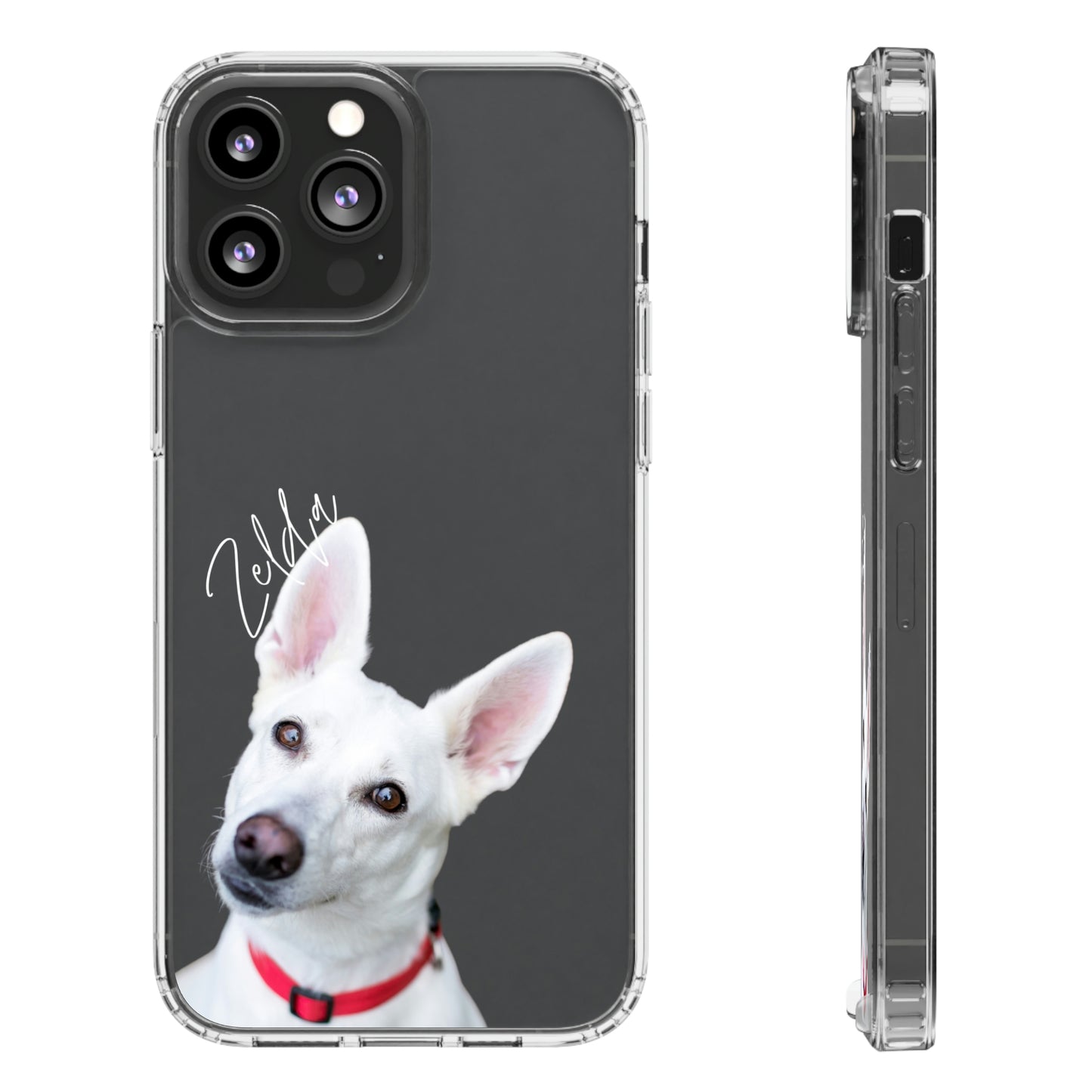 Clear Custom Pet Phone Case Using Pet Photo + Name