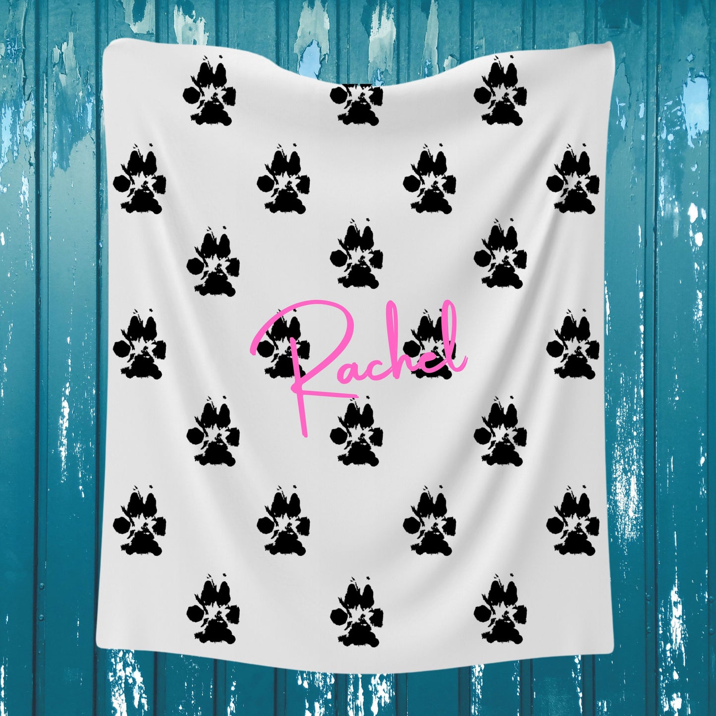 Custom Dog Paw Blanket Using Pet Paw Print + Name - Customizable