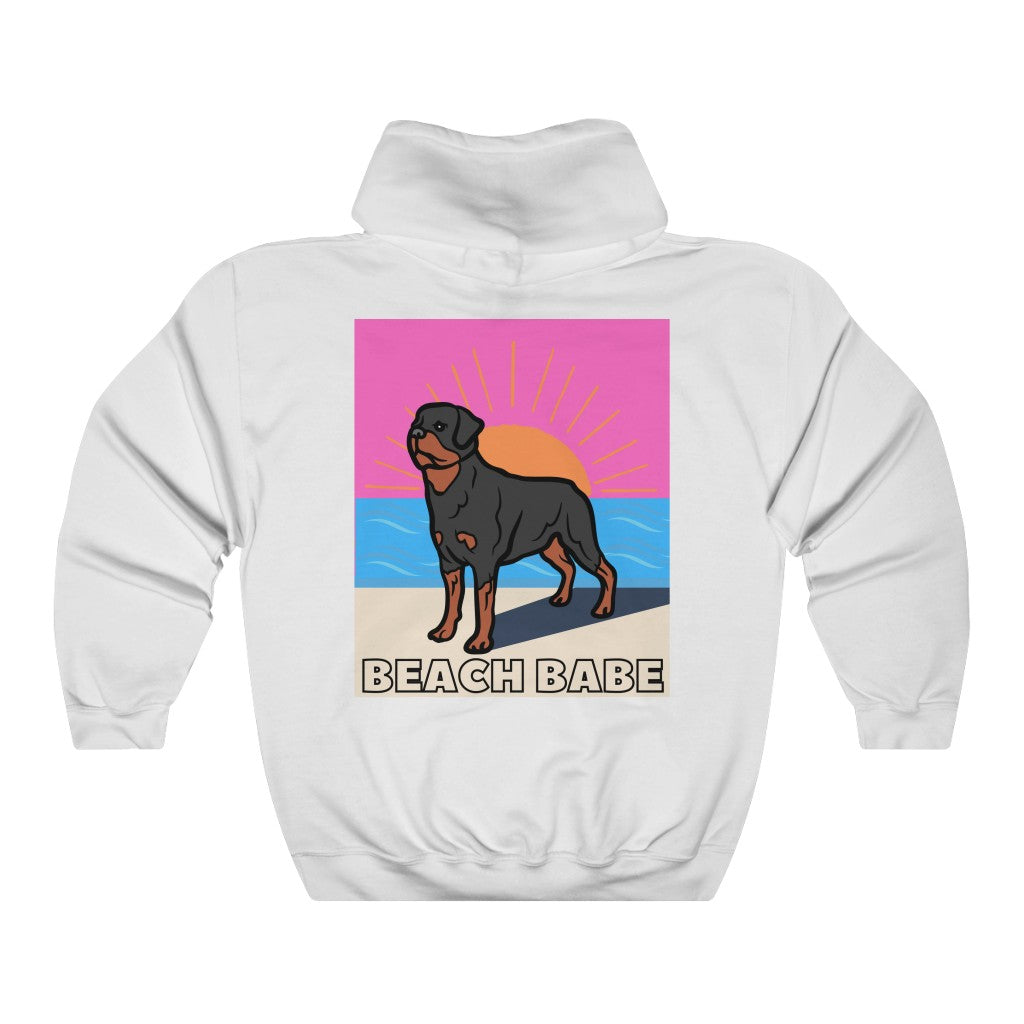 Beach Babe Hoodie Sweatshirt | Rottweiler Gift | Mom Shirt | Dad Shirt | Cool Mom sweater | Rottie Lover | Gift for Wife | Rottie Hoodie