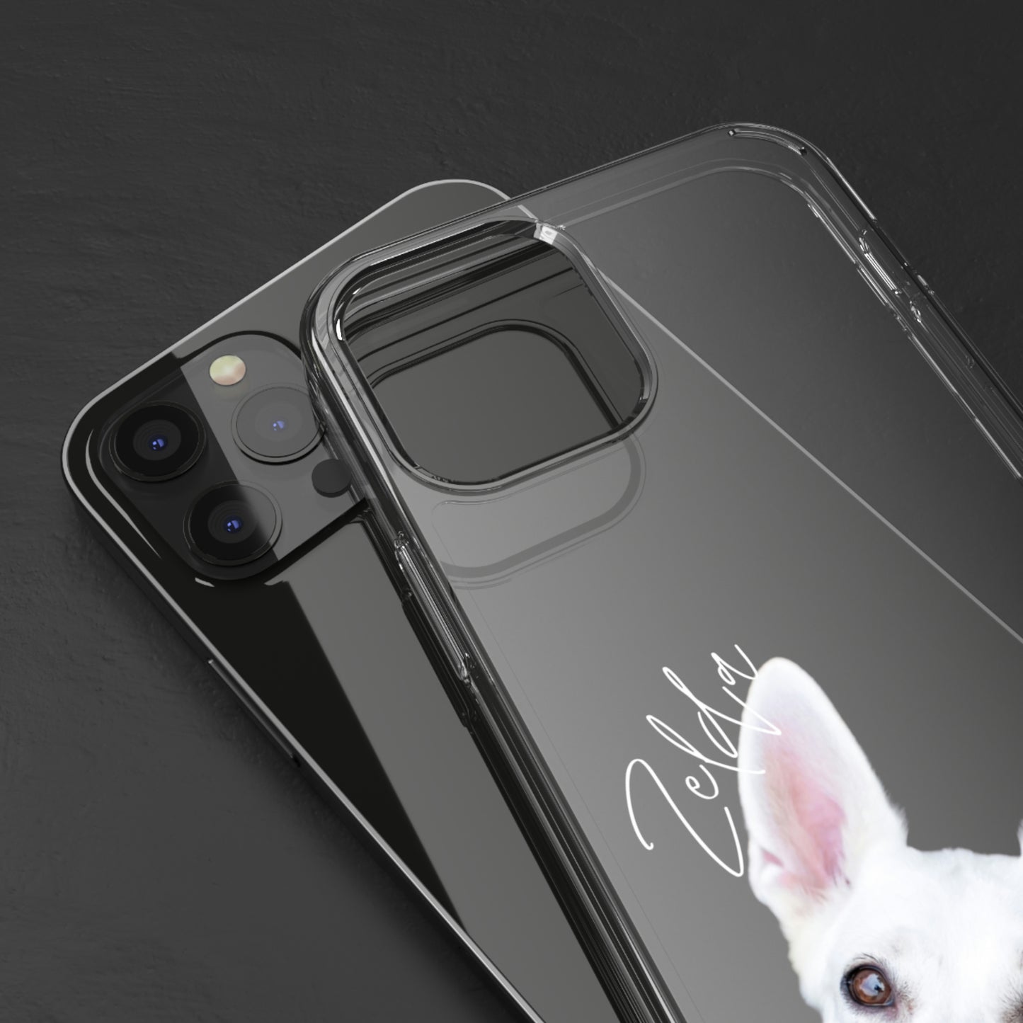 Clear Custom Pet Phone Case Using Pet Photo + Name