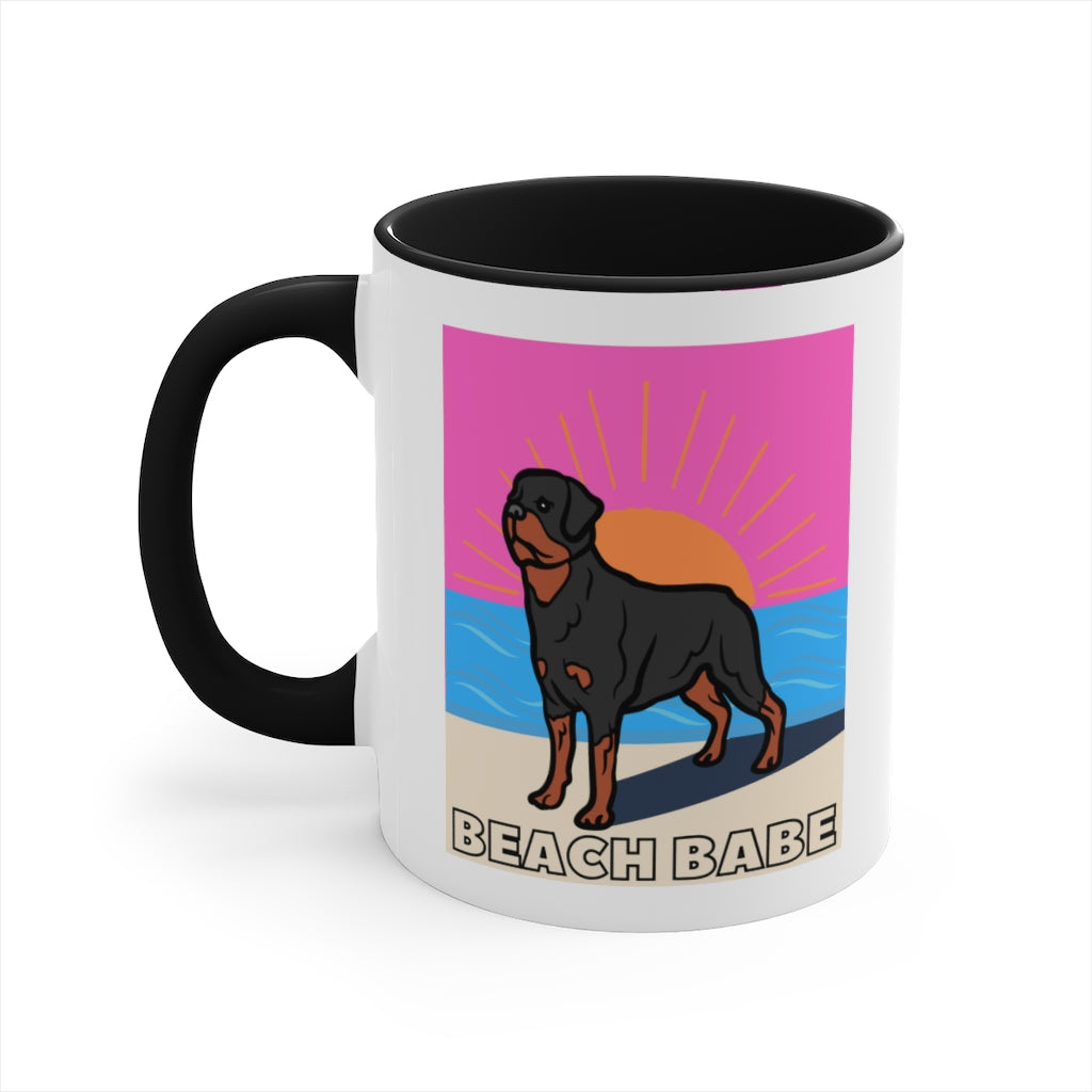 Beach Babe Rottweiler Mug | Rottie Cup | Dog Mug | Gift For Dog Mom | Gift For Dog Dad | New Dog Parent | Guard Dog | Rottweiler Lover