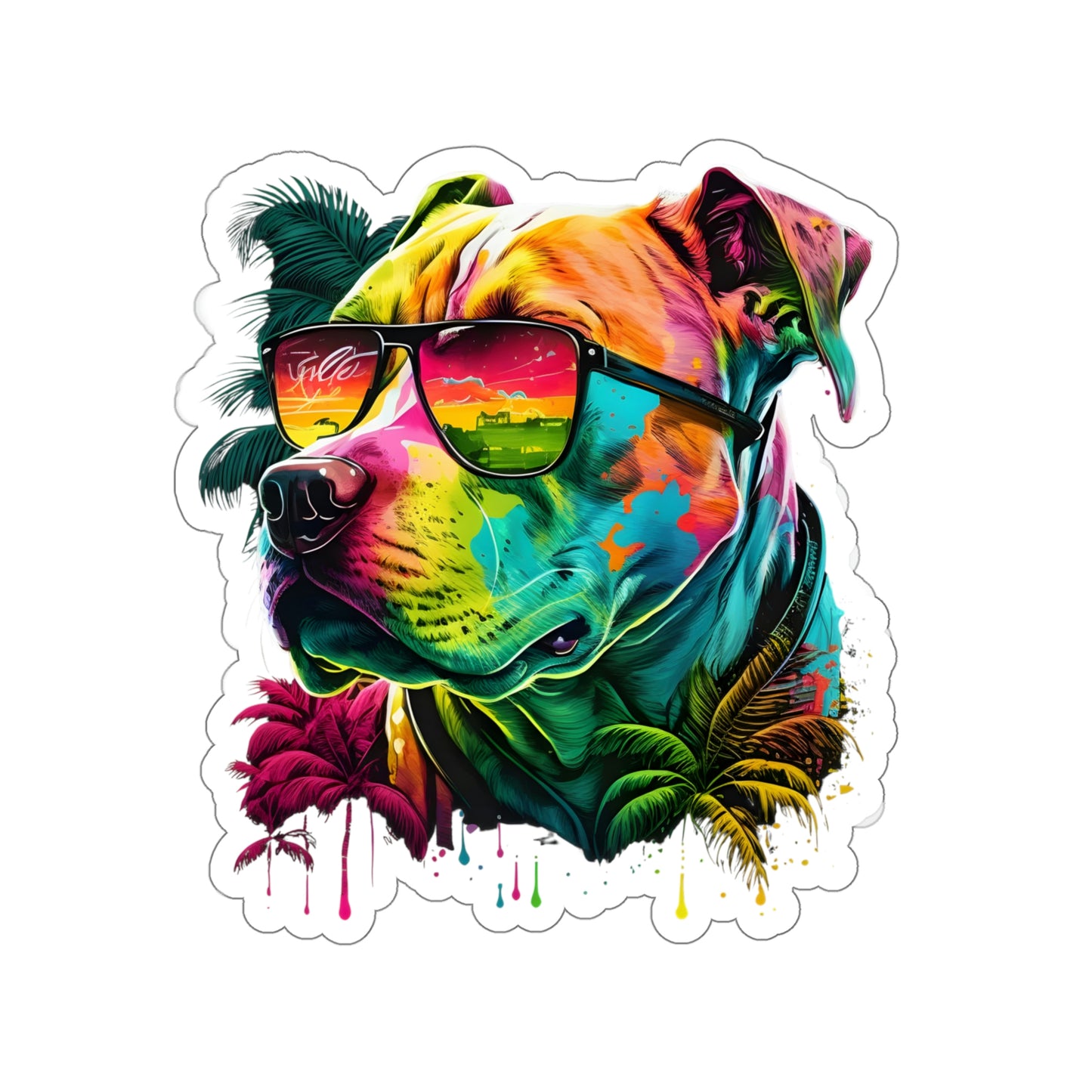 Tropical Pitbull Die-Cut Stickers