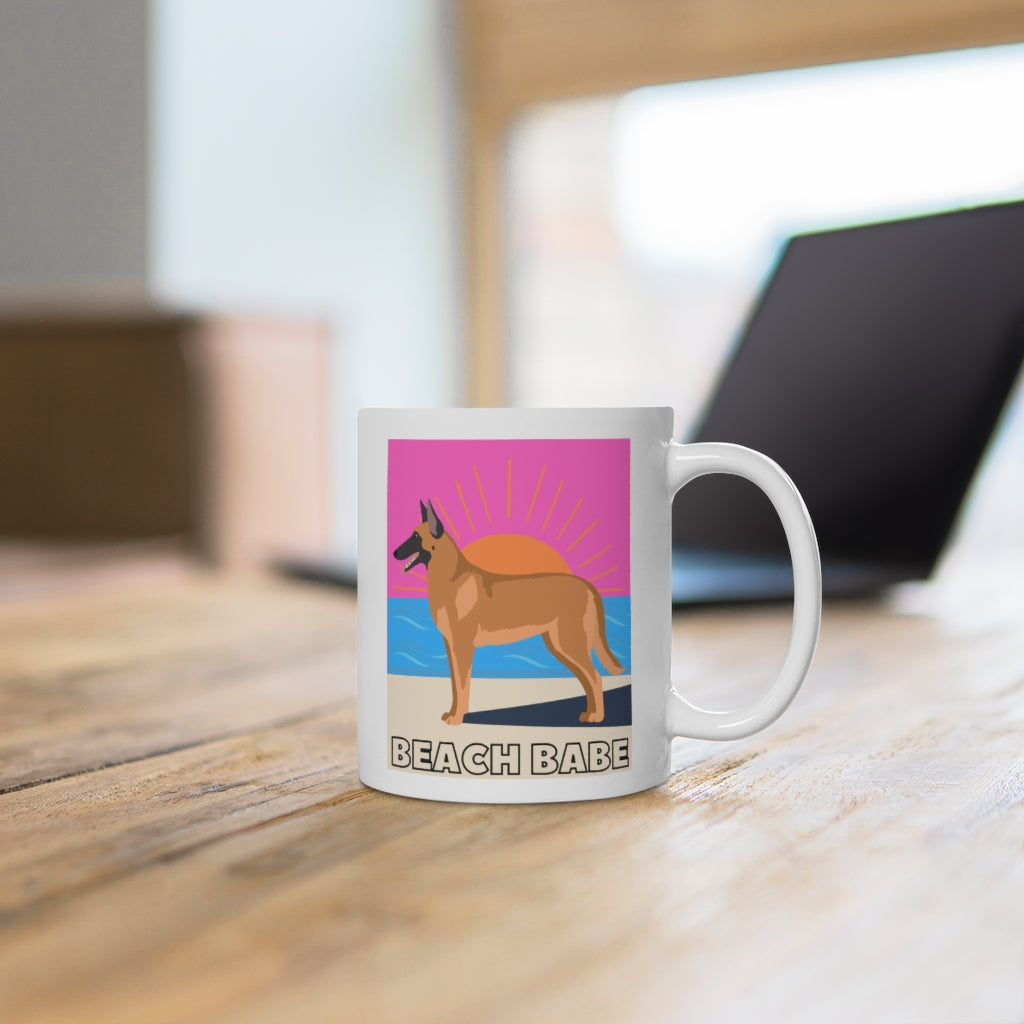 Beach Babe Malinois Mug | Maligator | Dog Mug | Gift For Dog Mom | Gift For Dog Dad | New Dog Parent | Guard Dog