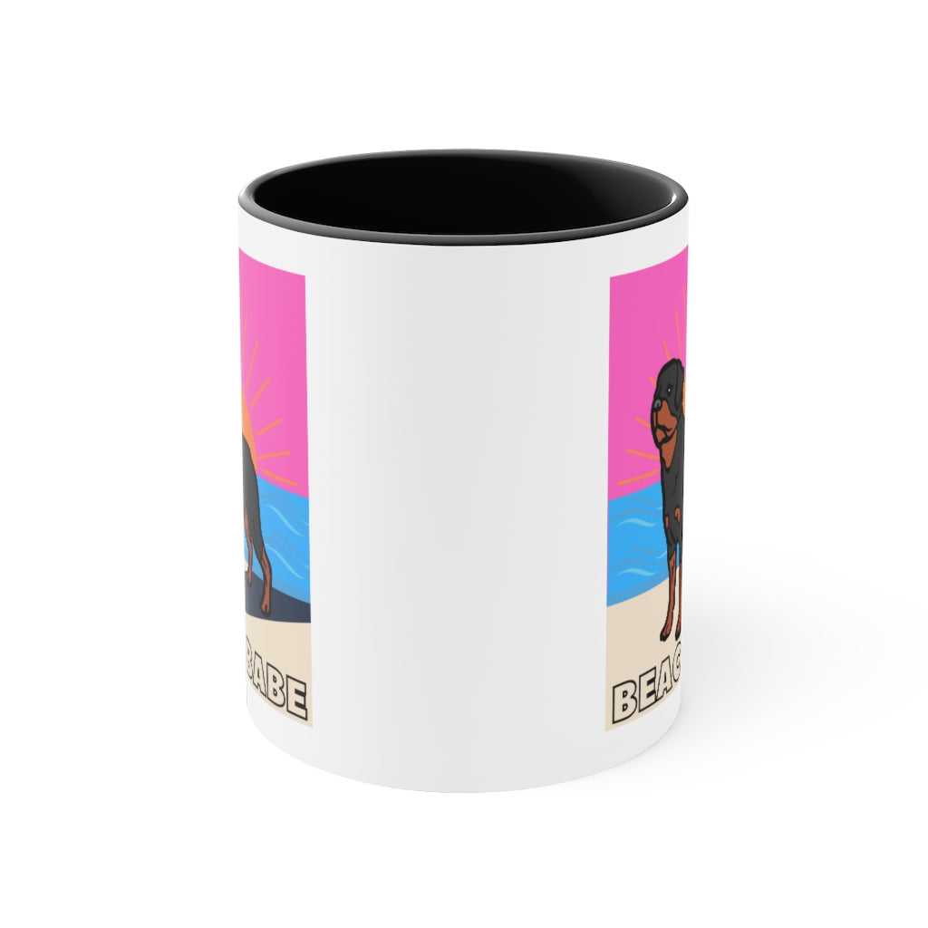 Beach Babe Rottweiler Mug | Rottie Cup | Dog Mug | Gift For Dog Mom | Gift For Dog Dad | New Dog Parent | Guard Dog | Rottweiler Lover