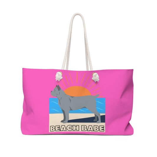 Beach Babe Grey Cane Corso Weekender Bag