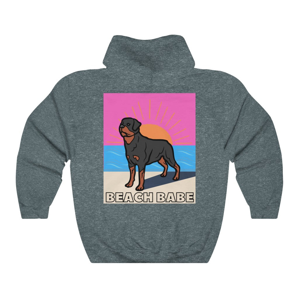 Beach Babe Hoodie Sweatshirt | Rottweiler Gift | Mom Shirt | Dad Shirt | Cool Mom sweater | Rottie Lover | Gift for Wife | Rottie Hoodie